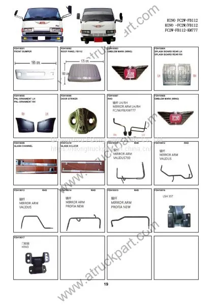HINO FC2W FB112 KM777 Truck Spare Parts Accesories Body Parts