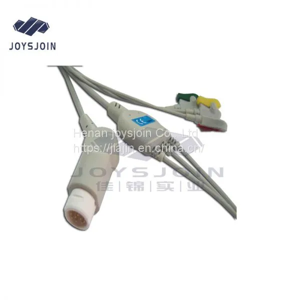 Philips MP20 M1165A 3-lead ECG Cable With Leadwires,Snap, AHA