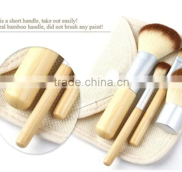 Face Use Beauty Brush Kit 4pcs With Bamboo Handle for Traveling photo-2