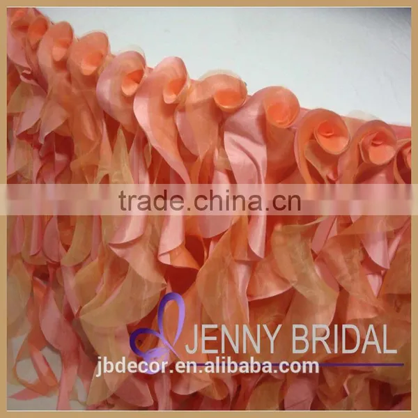TS055D Beautiful Fancy Organza Curly Willow Table Skirting for Wedding Quality Choice photo-2