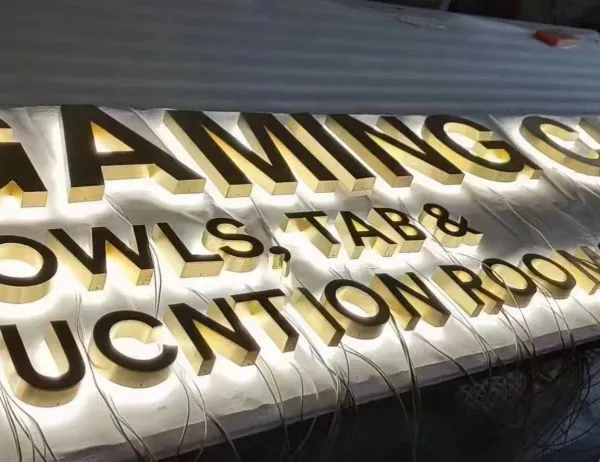 Signature luminous stainless steel English outdoor advertising building
