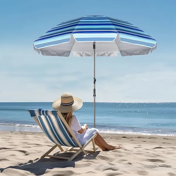 Beach Umbrella – 2m Silver UV Fabric, Aluminum Alloy Frame – Promotional OEM