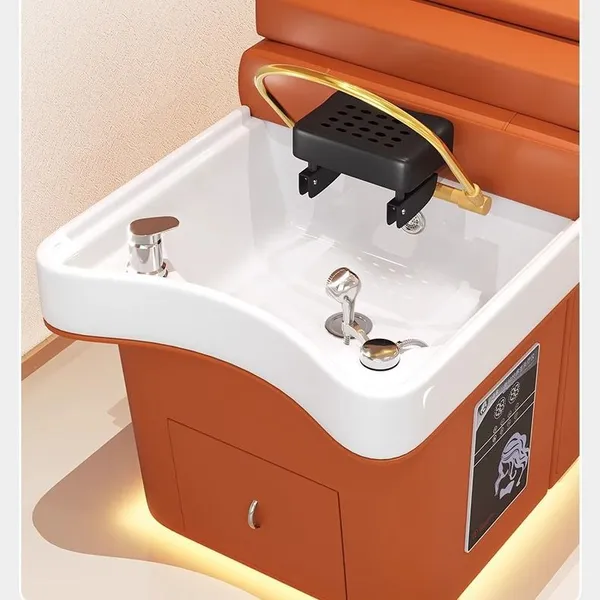 Thai Hair Shampoo Bed With Digital Temperature Control Waterfall Heater 2000W 6L Tank Salon Use photo-5