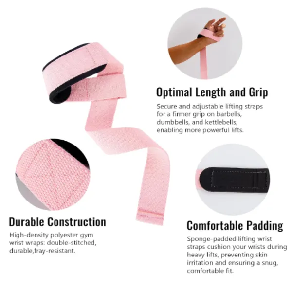 Lifting Straps & Wrist Wraps,Weightlifting Waist Straps for Men & Women,Gym Workouts Lifting Straps for Deadlift,Cotton Weightlifting Straps photo-5