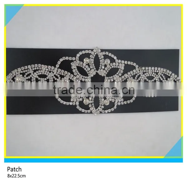 Rhinestone Cup Chain Jewelry Applique Sew on Glass Stone Chain Trimming Patch 6x21.5cm photo-5