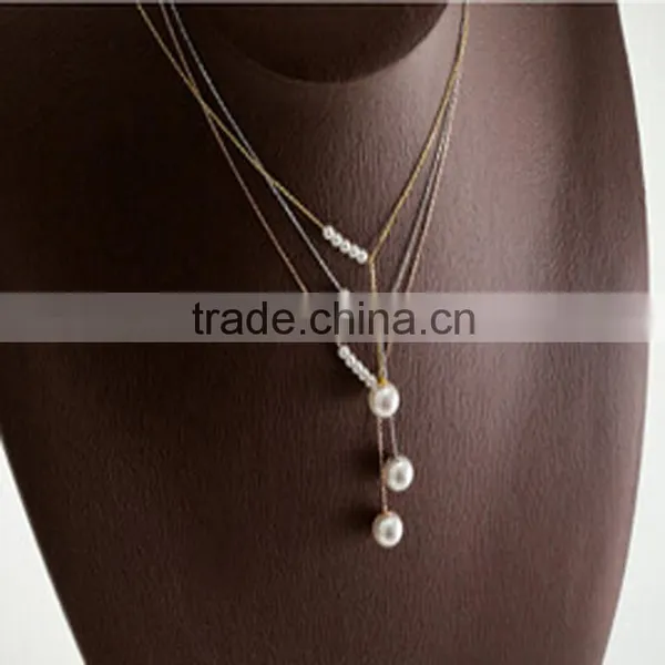 2015 Elegant Fine Jewelry Nature Pearl Alloy White Color Chain Necklace Contracted Sweet Pearl Necklace photo-2