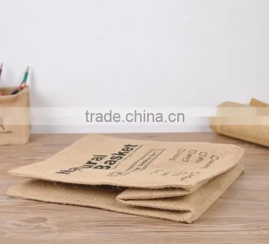 Jute Fabric Organizer Box Clothing Laundry Basket Toy Storage photo-5