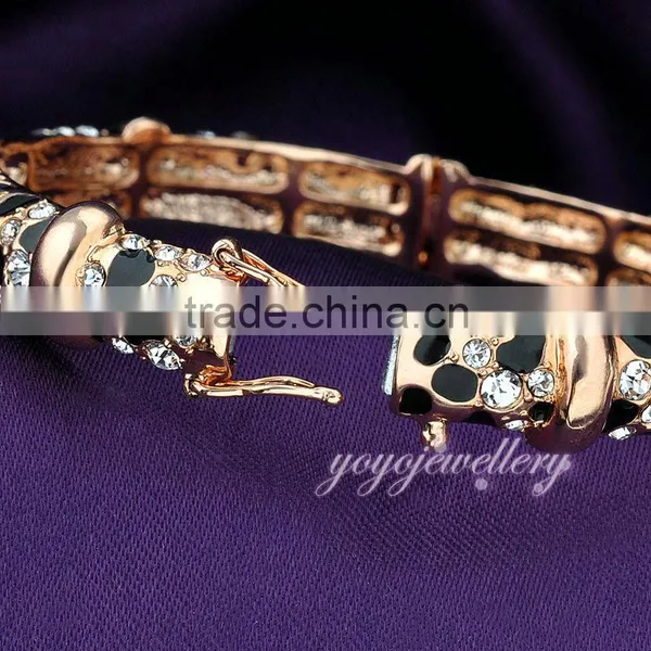 Wholesale Jewelry India Bracelet Leopard Design Crystal Rose Gold Plated Bangles photo-4