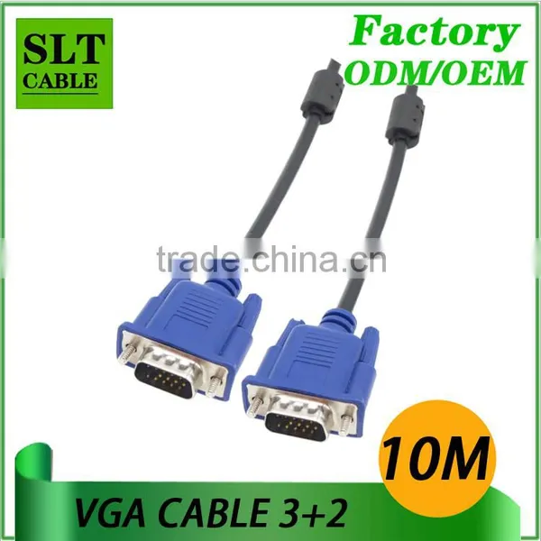 SLT High Quality 10M 3+2 VGA Male to VGA Male Cable 15pin for Computer Monitor Projector Laptop Hdtv LCD Etc Multimedia