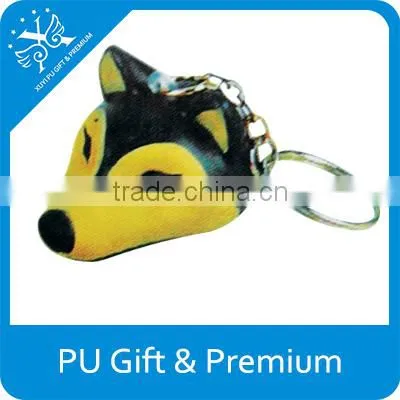 Premium Promotional Gifts Fox Head Shaped Keychain pu Foamed Antistress