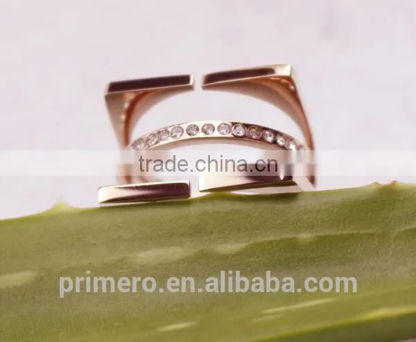 New Personalized Stainless Steel 3 Layers Inlay Crystal Finger Rings for Women photo-6