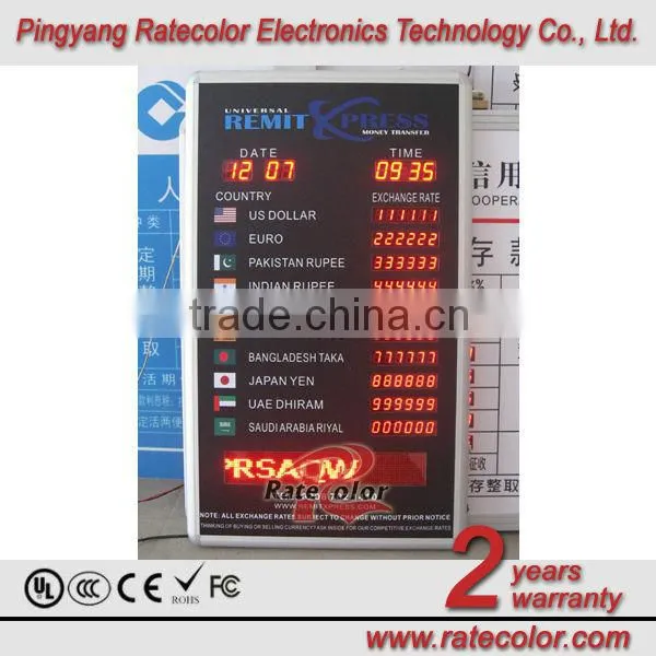 Wall Mouted Aluminum Fram LED Currency Exchange Rate Board Display/led Exchange Rate Panel With 45cm Single Moving Message photo-4