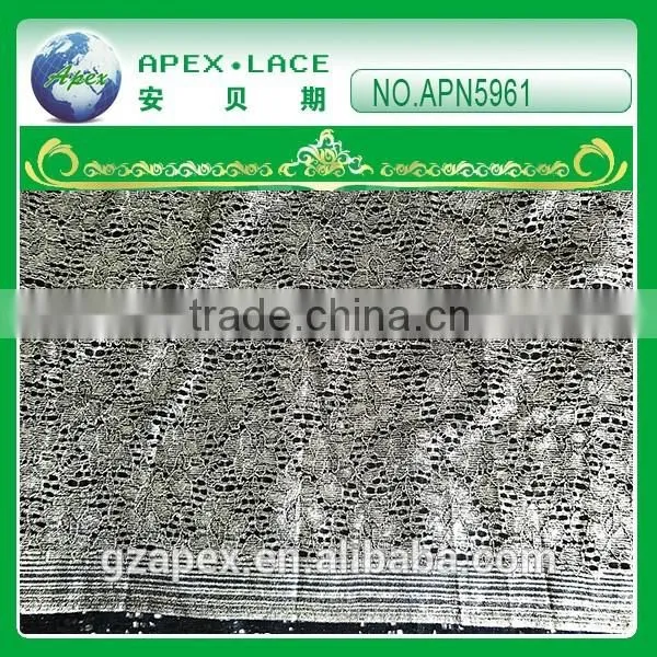 2015 New Style Nylon Lace Fabric Print Silver and Golden photo-4