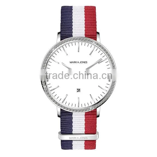 Miyota Movt Date 6H Stainless Steel Custom Nato Nylon Watch Bands for Men
