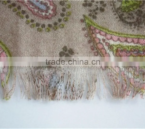 Flower and Paisley Printed Wool Scarf photo-6