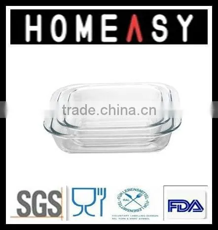 Glassware High-borosilicate Square Glass Bakeware 2 in 1 Set For Promotion