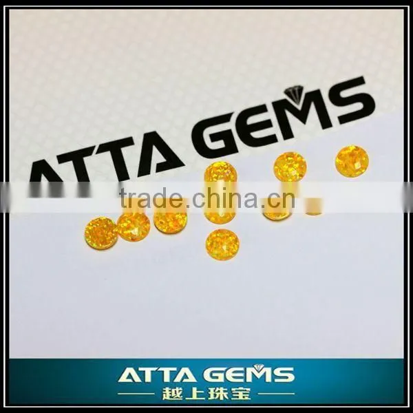 Cabochon Cut Opal-K54 Yellow Color Round Created Opal
