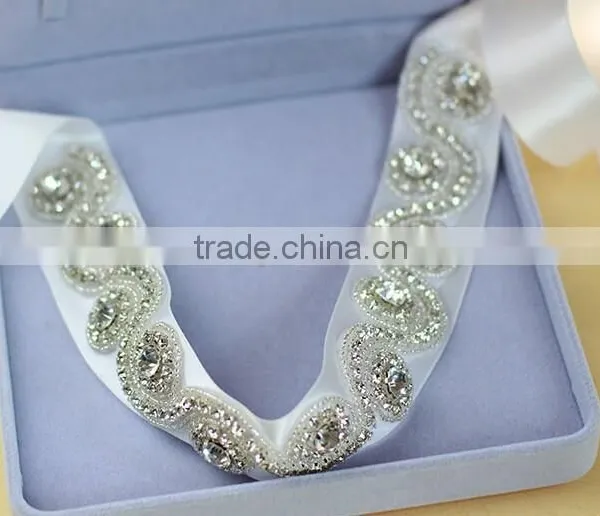 Elegant Graceful Crystal Beaded Bridal Sash Belt for Wedding Dress photo-5