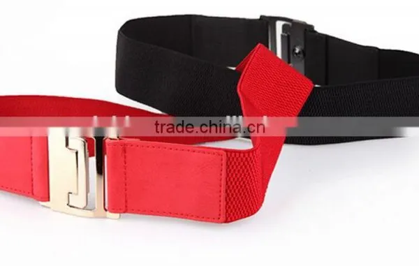 New Fashion Casual All-match Ladies and Women Button Buckle Black and Red Wide Waist Belt for Thick Garment