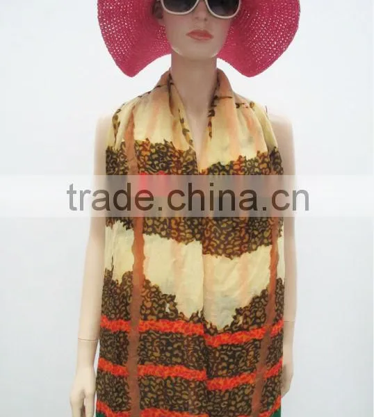 Printed Stripes Scarf,Leopard Scarf 2013,Fashion Polyester Scarf