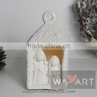 Ceramic Series Christmas Nativity Manger House Candle Holders photo-4