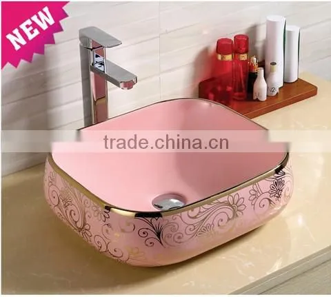 Newest Design Flower Painted Hotel Counter Wash Basin photo-4