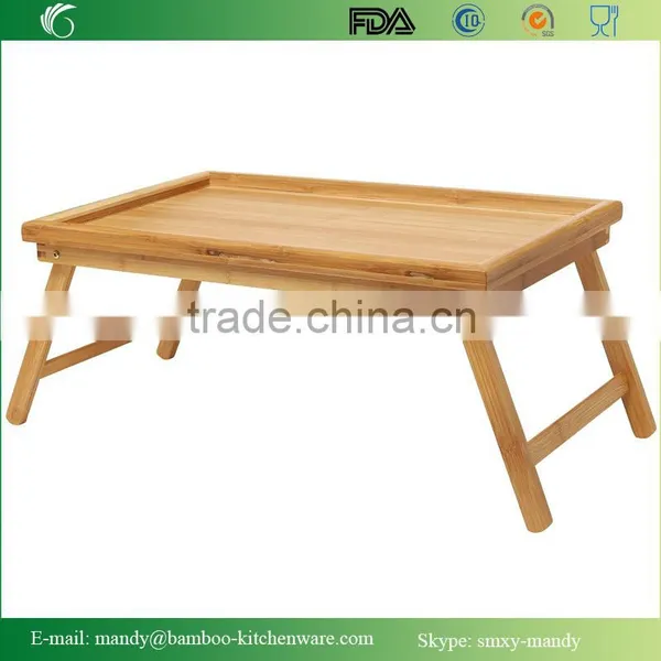 Luxurious Bamboo Bed Tray for Breakfast ,Bamboo Laptop Desk With Foldable Legs photo-2