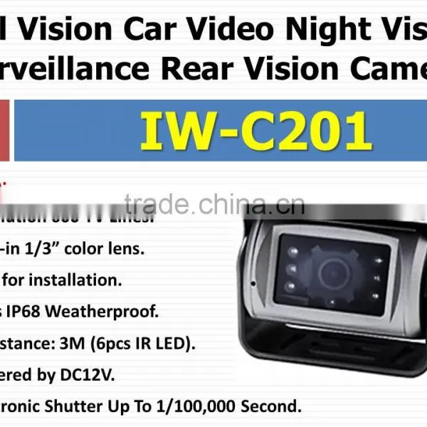 IW-C201 IP68 Waterproof 600TVL Vehicle Rear View Camera