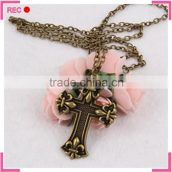 Meaningful Pendant Necklace Antique Copper, Religious Cross Necklace photo-2