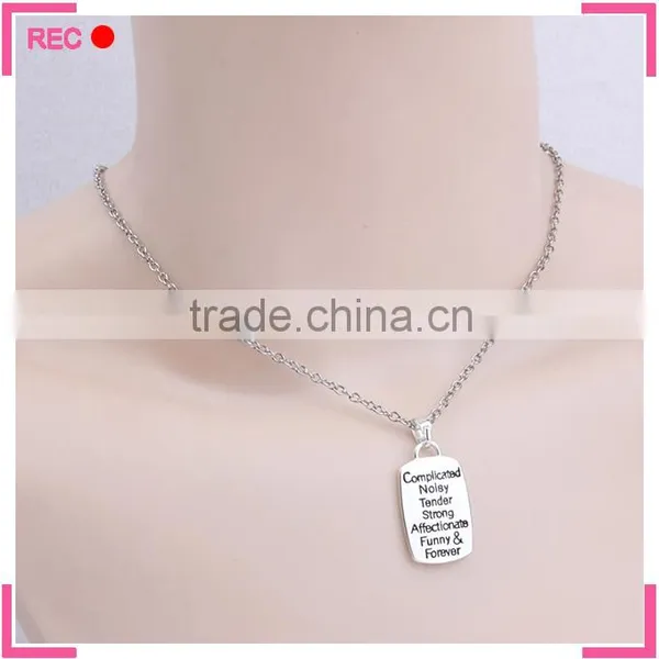 Cheap Dog Tag Necklaces for Mother, Imitate Silver Chain Engraved Necklace photo-5