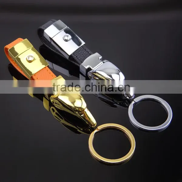 Hot sell metal PU leather custom logo keychain for business gift