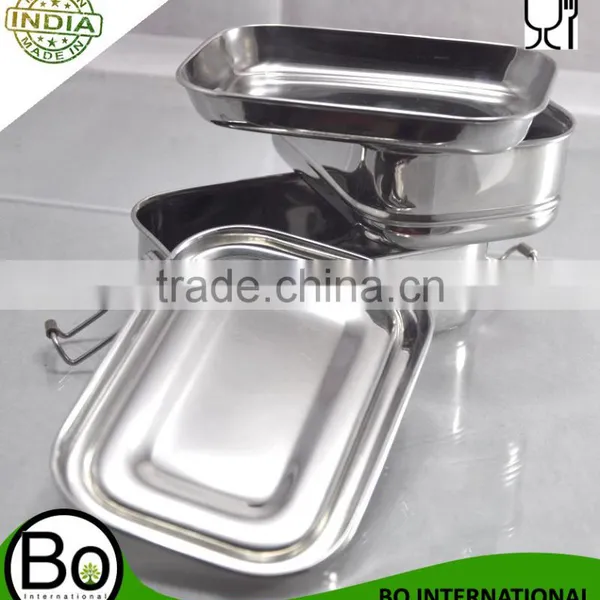 Stainless Steel Bento Lunch Box Two Layer 17 x 12 x 8 cm photo-3