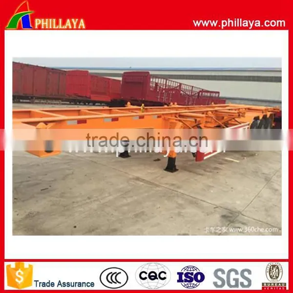 2017 Top Sale 3 Axle 40ft 20ft 45ft Skeleton Flatbed Container Trailer for Sale photo-2