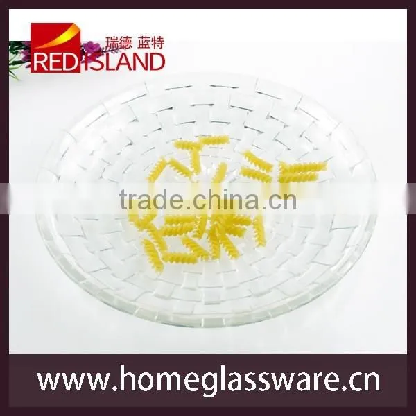 Embossed Weave Mesh Clear Depression Glass Plate 10'' 8" 7" photo-3
