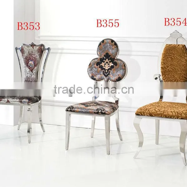B355 Classic Design Stainless Steel Frame Flower Fabric Velvet Dining Chairs photo-4