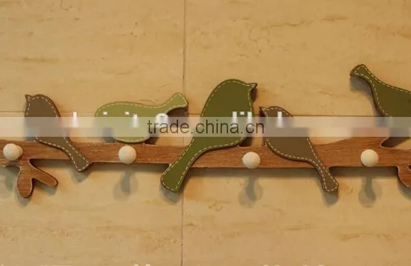 CY080 Wooden Decorative Bird Wall Hook Wood Hook Wooden Decorative Bird photo-3