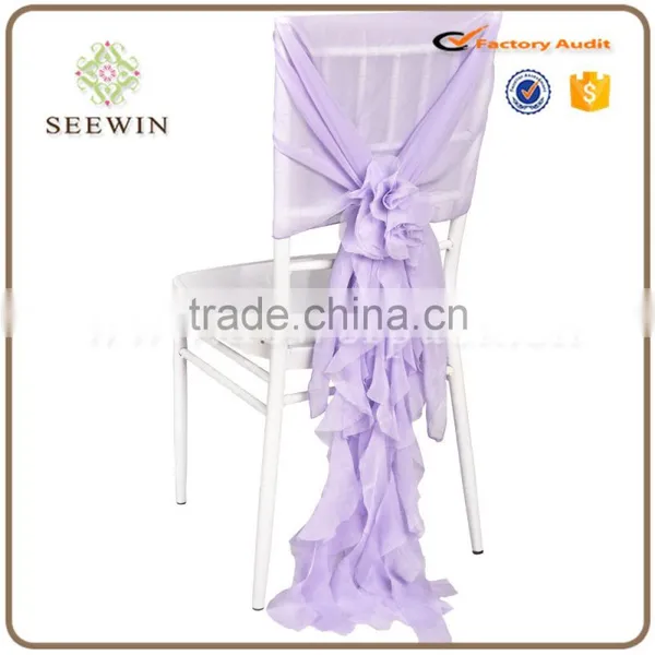 Chiffon Ruffled Willow Chair Sash Us. photo-2