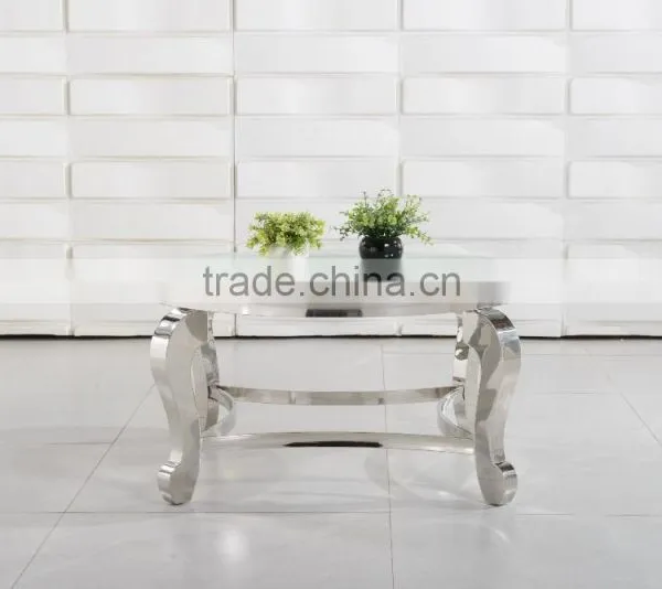 CT07R Metal Base Stainless Steel Marble Top Round Coffee Table photo-4