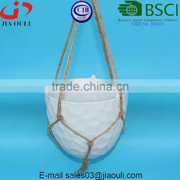 Hop Products Hanging Planter Basket, Ceramic Flower Pots photo-2