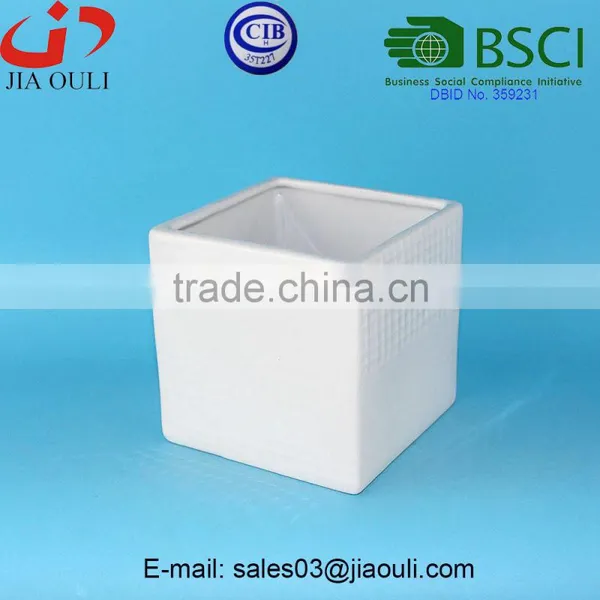BSCI Certificate Factory Cube Shape Ceramic Flower Pot, Square Planter Pot photo-2