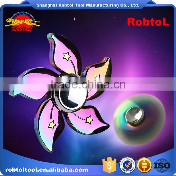 Fingertip Gyroscope Rainbow Flower Five Spinner Spiral Colorful Aluminum Metal Alloy EDC Hand Spinner Rotator Fidget Focus Toy photo-3