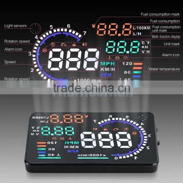 A8 Hud Head Up Display With OBD2 Interface Plug Play KM/h MPH Speeding Warning photo-4