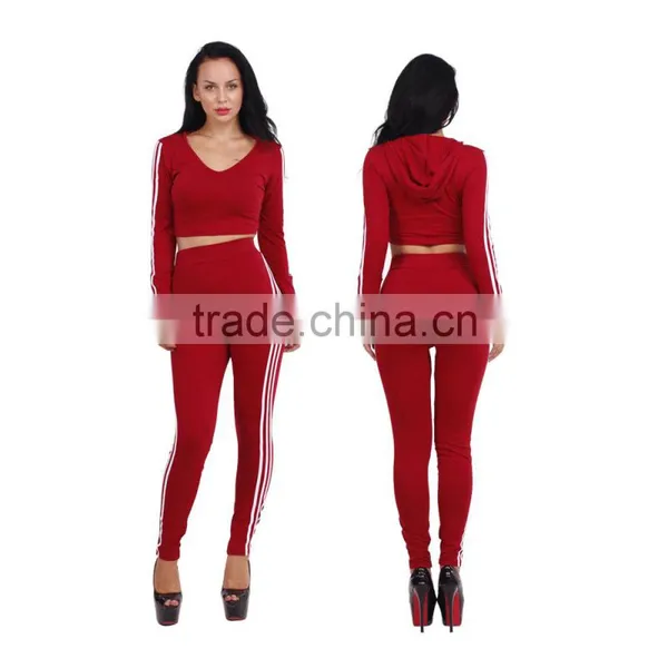 Women Autumn Winter Sport Tracksuits New Cropped Suits Skinny Sweatsuits Hooded Tracksuits Sport Wear Running Set photo-2