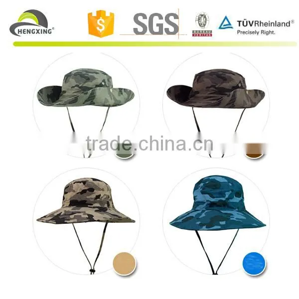 Customize Wide Brim Camo Fishing Bucket Hat With String photo-3