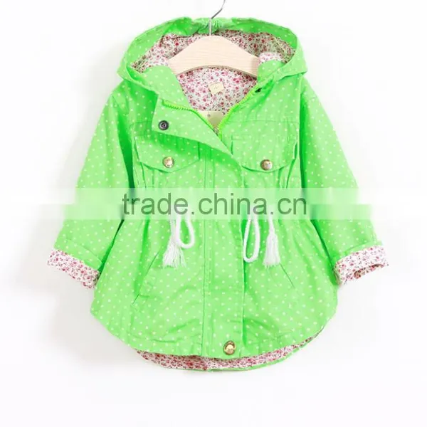 Zm50392b Girls Pure Cotton Hooded Dust Coat Autumn New Style Child Clothing photo-4