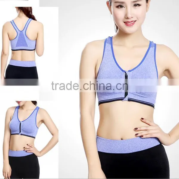Sexy Zipper Sports Bra Sets Wireless Running Fitness Wear Factory Price Yoga Bra photo-4