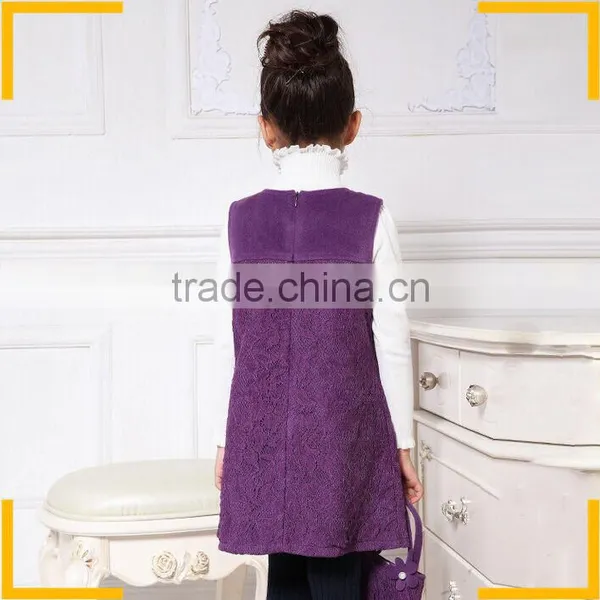 2015 Newest Winter Embroidery Designs Baby Dress Flower Girl Dresses Royal Blue Little Girls Dress Suits photo-2