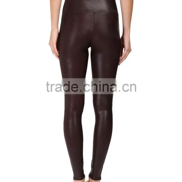 Wholesale Fashion 2017 Ladies Faux Leather Slim Fit Custom Yoga Leggings Sexy Leather Stretch Legging photo-3