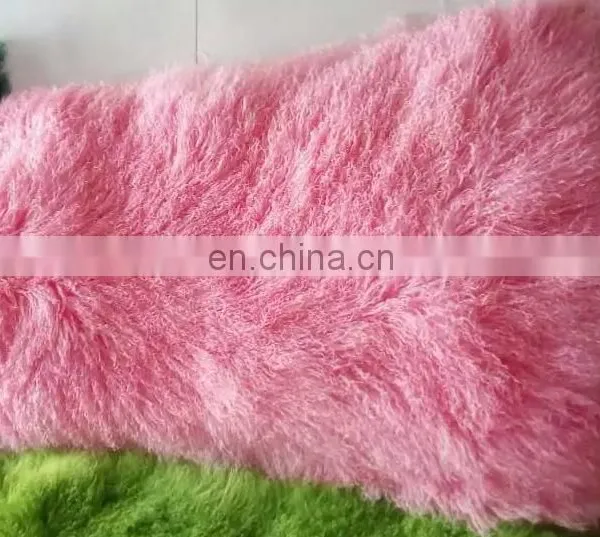 Factory Wholesale Long Hair Tanned Real Mongolian Tibetan Lamb Fur Plate photo-3
