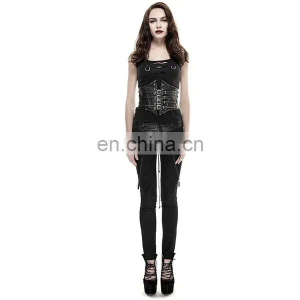 Gothic Style Underbust Black Softbone Synthetic Leather Corsage Punk Rave Y-659 photo-5